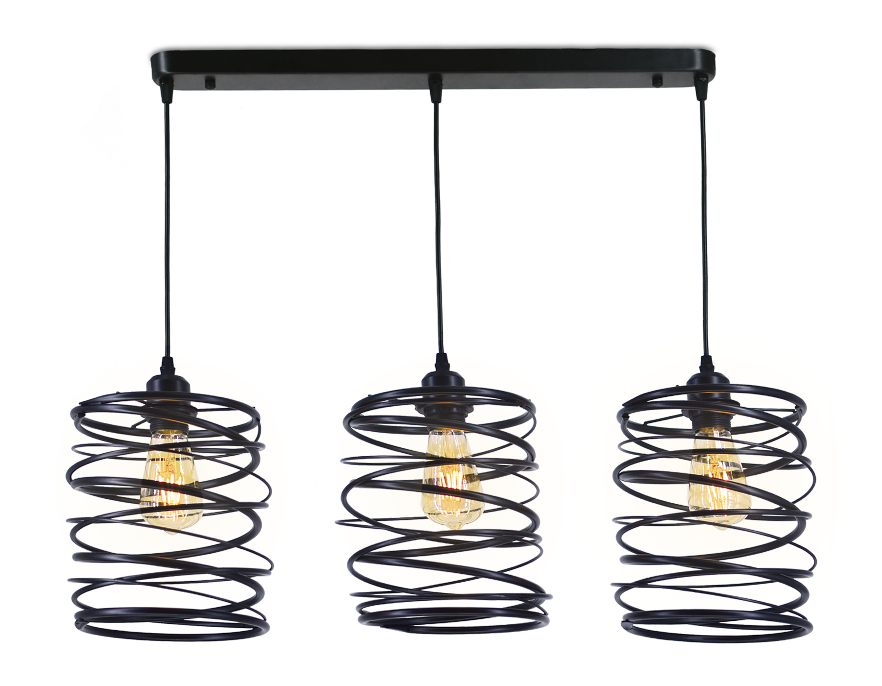 Подвесной светильник в стиле лофт TR8403/3 BK черный E27/3 max 60W 720*180*1000