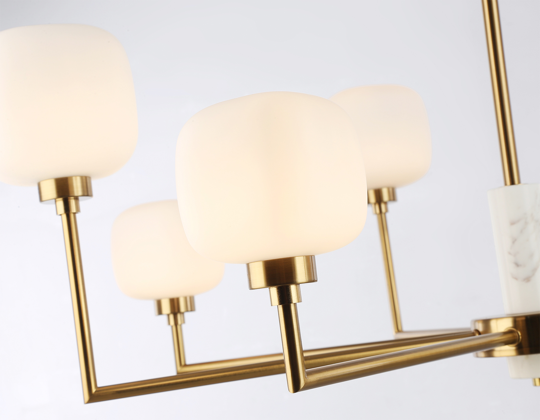 Люстра на штанге с мрамором LH53017/8 BS/FR латунь/белый матовый G9*8 max 40W D830*680