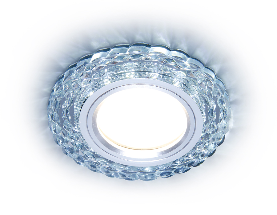 Встраиваемый точечный светильник MR16 с LED подсветкой S287 CL прозрачный GU5.3+3W(LED WHITE) D90*25