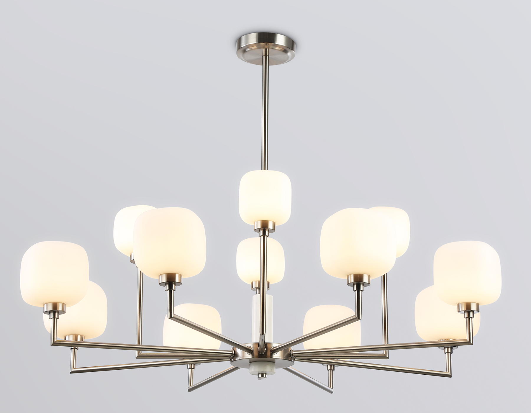 Люстра на штанге с мрамором LH53005/12 SN/FR сатин никель/белый матовый G9*12 max 40W D910*680