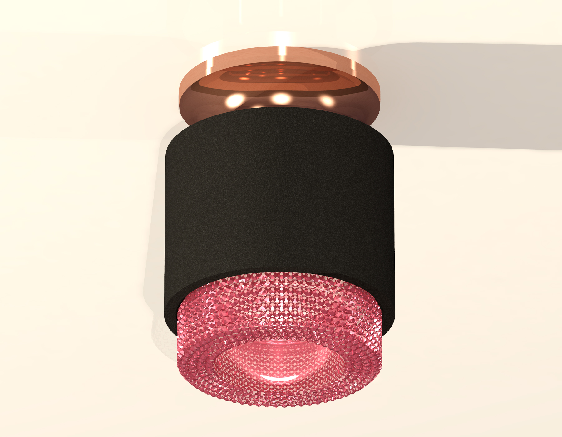 Комплект накладного светильника с композитным хрусталем XS7511142 SBK/PPG/PI черный песок/золото розовое полированное/розовый MR16 GU5.3 (N7930,C7511,N7193)