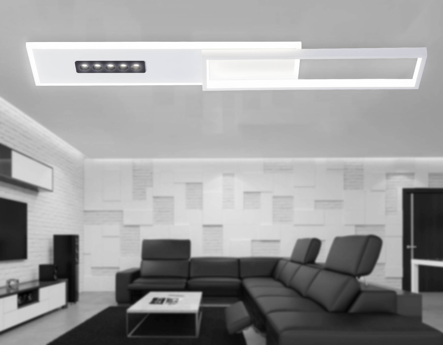 Потолочный светодиодный светильник FL51453 WH/BK белый/черный 52W 3000K-6400K+4200K 800*149*50 (Без ПДУ)