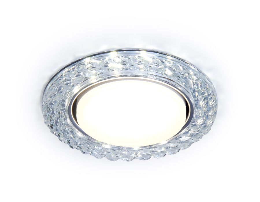 Встраиваемый точечный светильник GX53 с LED подсветкой G330 CL прозрачный GX53+3W(LED WHITE) D118*38