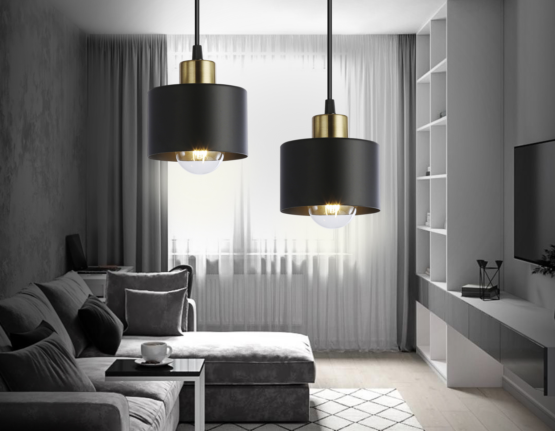 Подвесной светильник в стиле лофт TR8113 BK/BS черный/латунь E27 max 40W D120*940