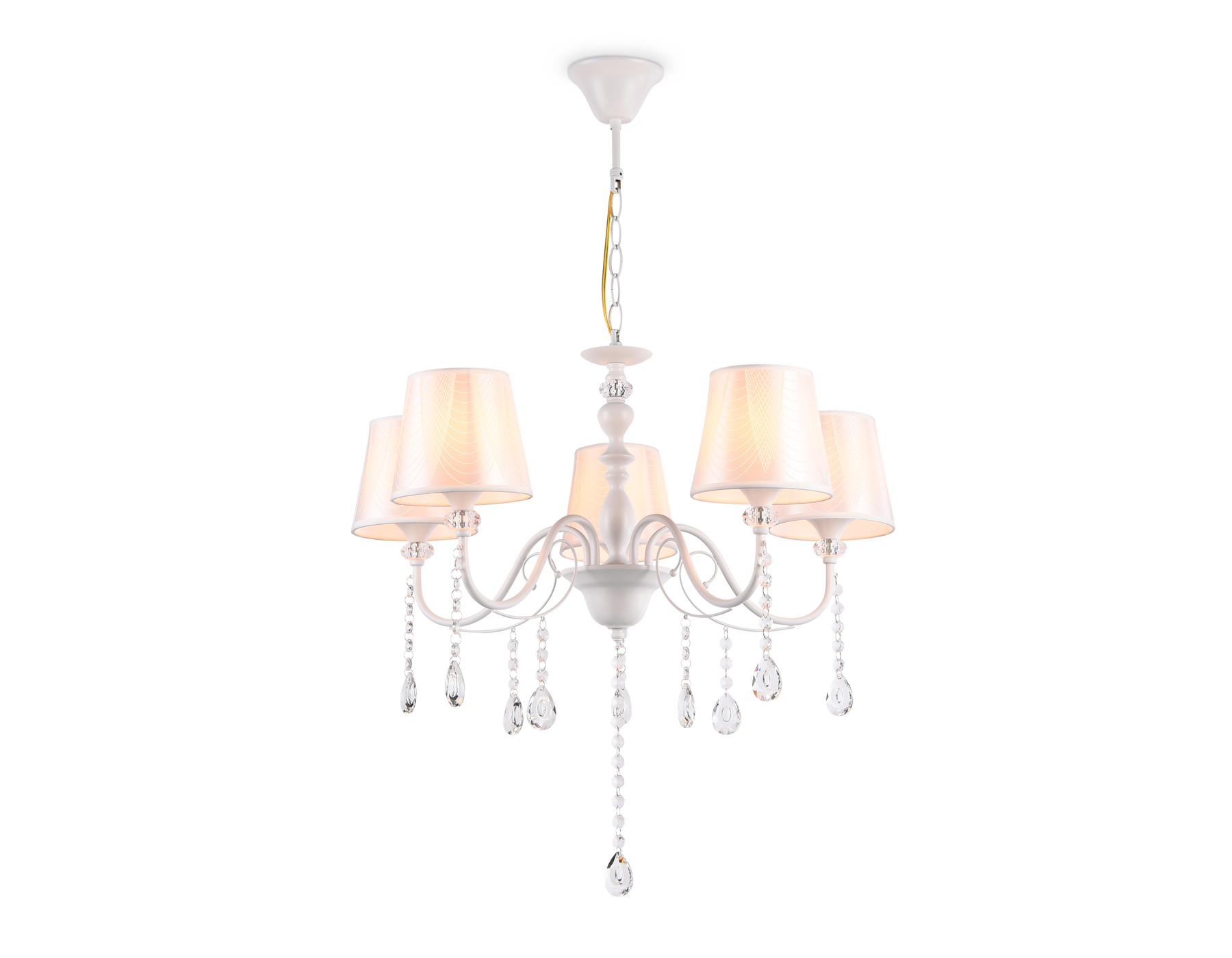 Подвесная люстра с абажуром и хрусталем TR4603/5 WH белый E27/5 max 40W D620*865