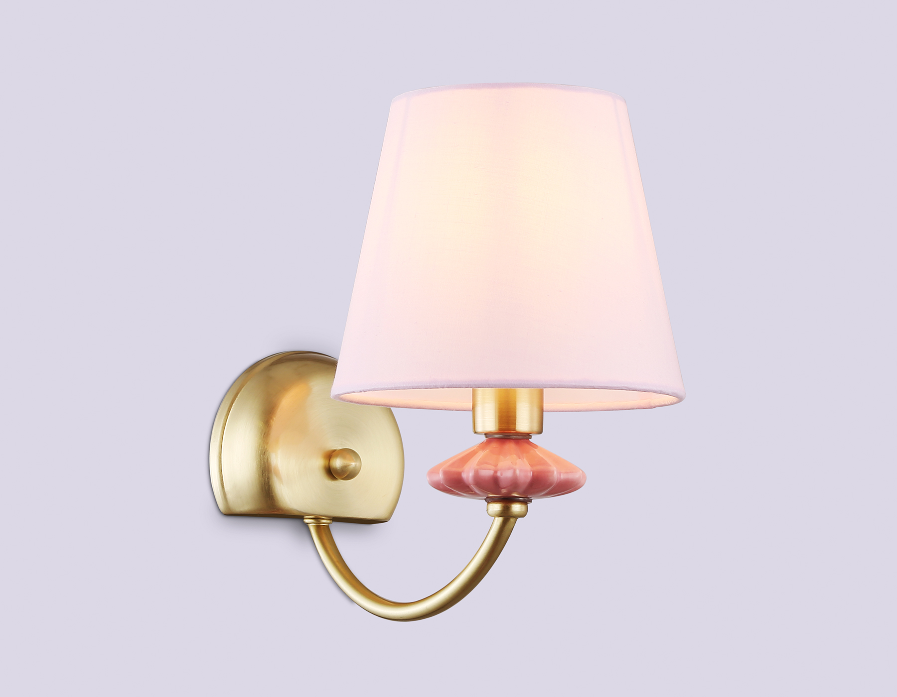 Настенный светильник с абажуром и декором из керамики LH75027 GD/PI золото/розовый E14 max 40W 240*150*240