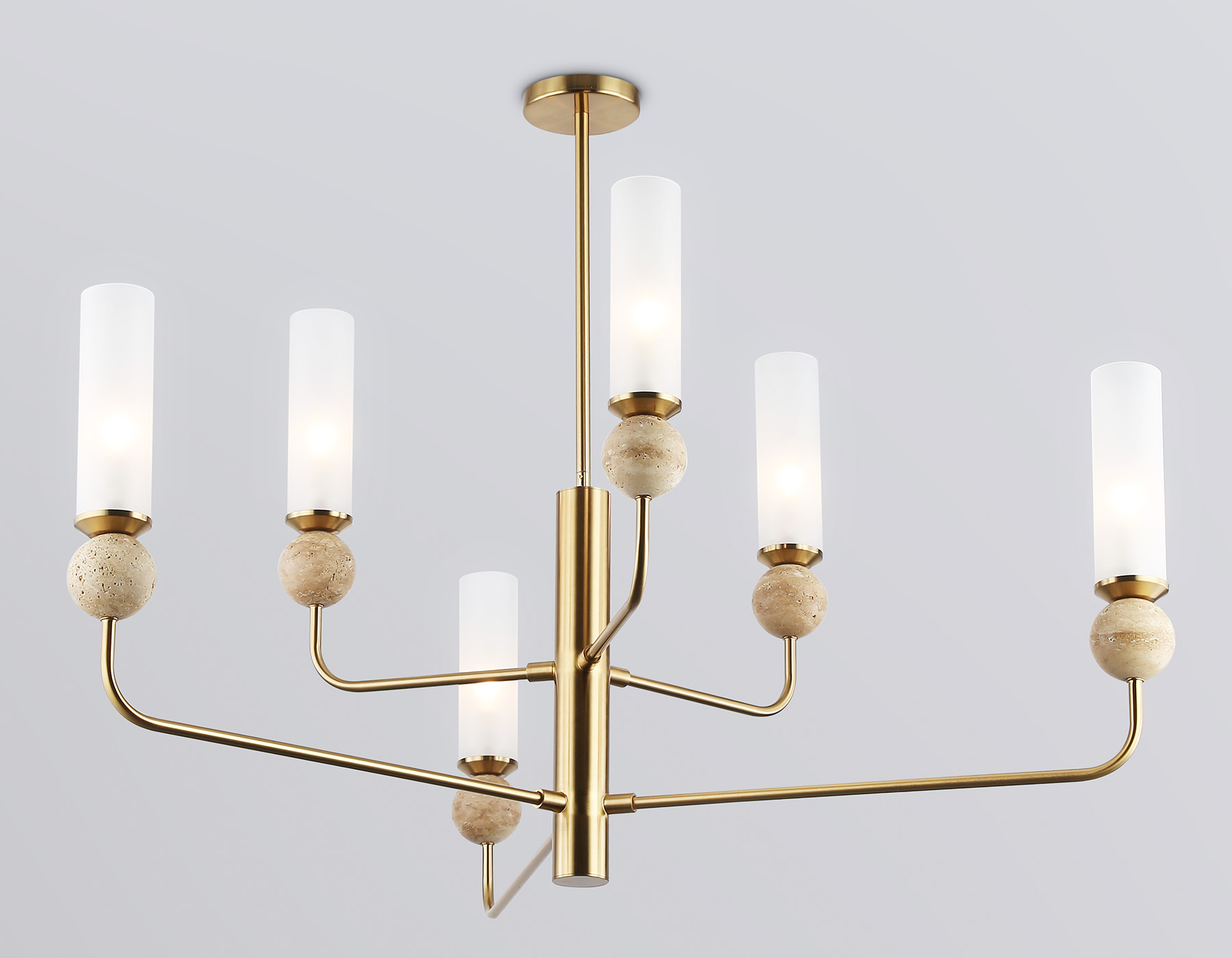 Люстра на штанге с мрамором LH53251/6 BS/FR латунь/белый матовый E14*6 max 40W D1050*1445