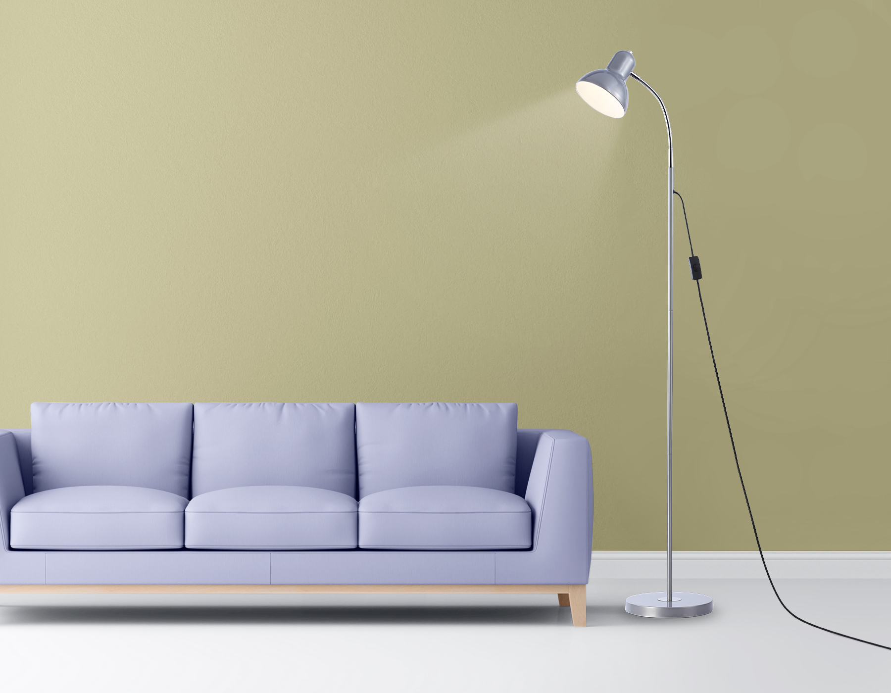 Светильник напольный с выключателем на проводе TR97658 SL серебро E27 max 40W D140*1450