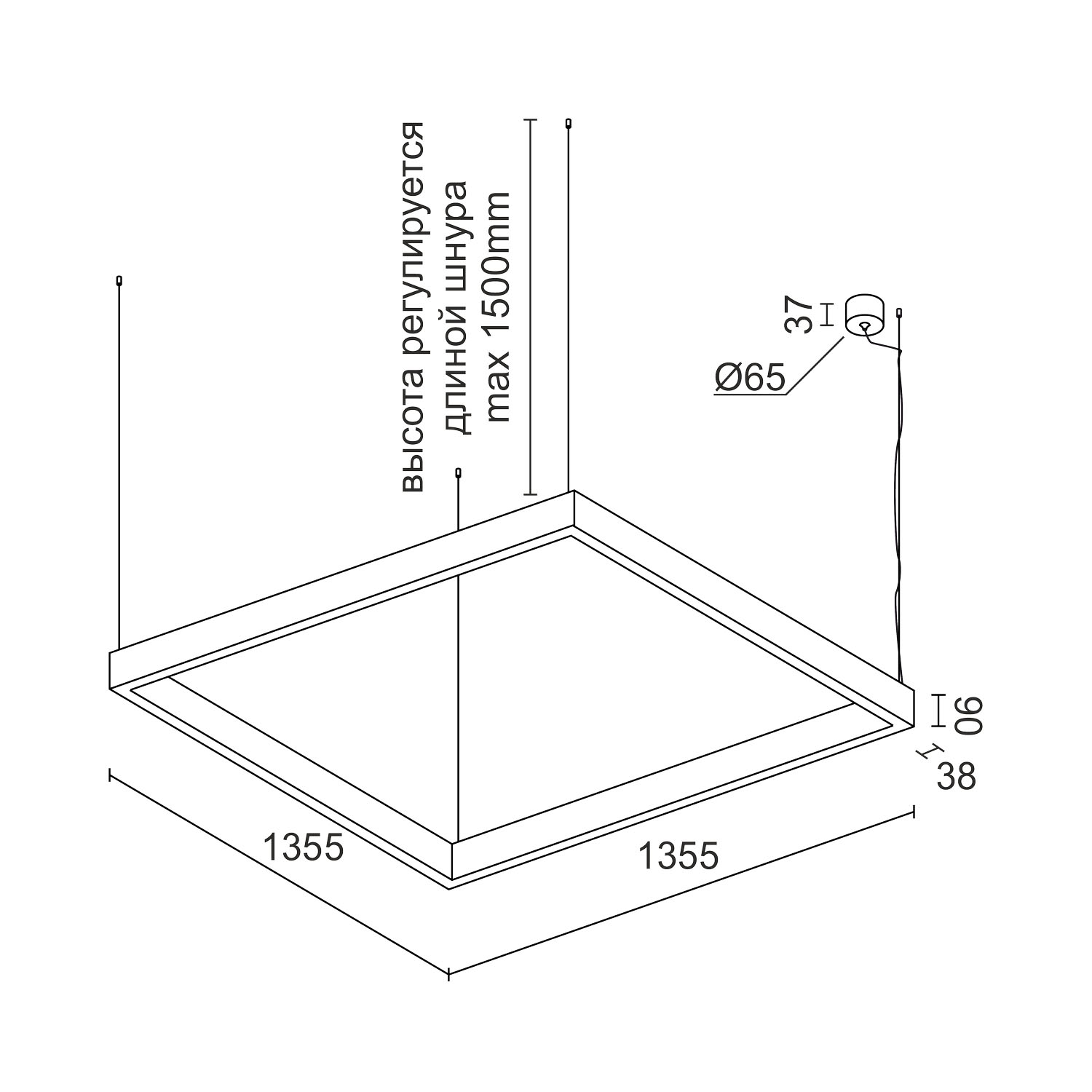 Подвесной светодиодный светильник Ledron KVADRO HL 1355 White 4000K (4712)