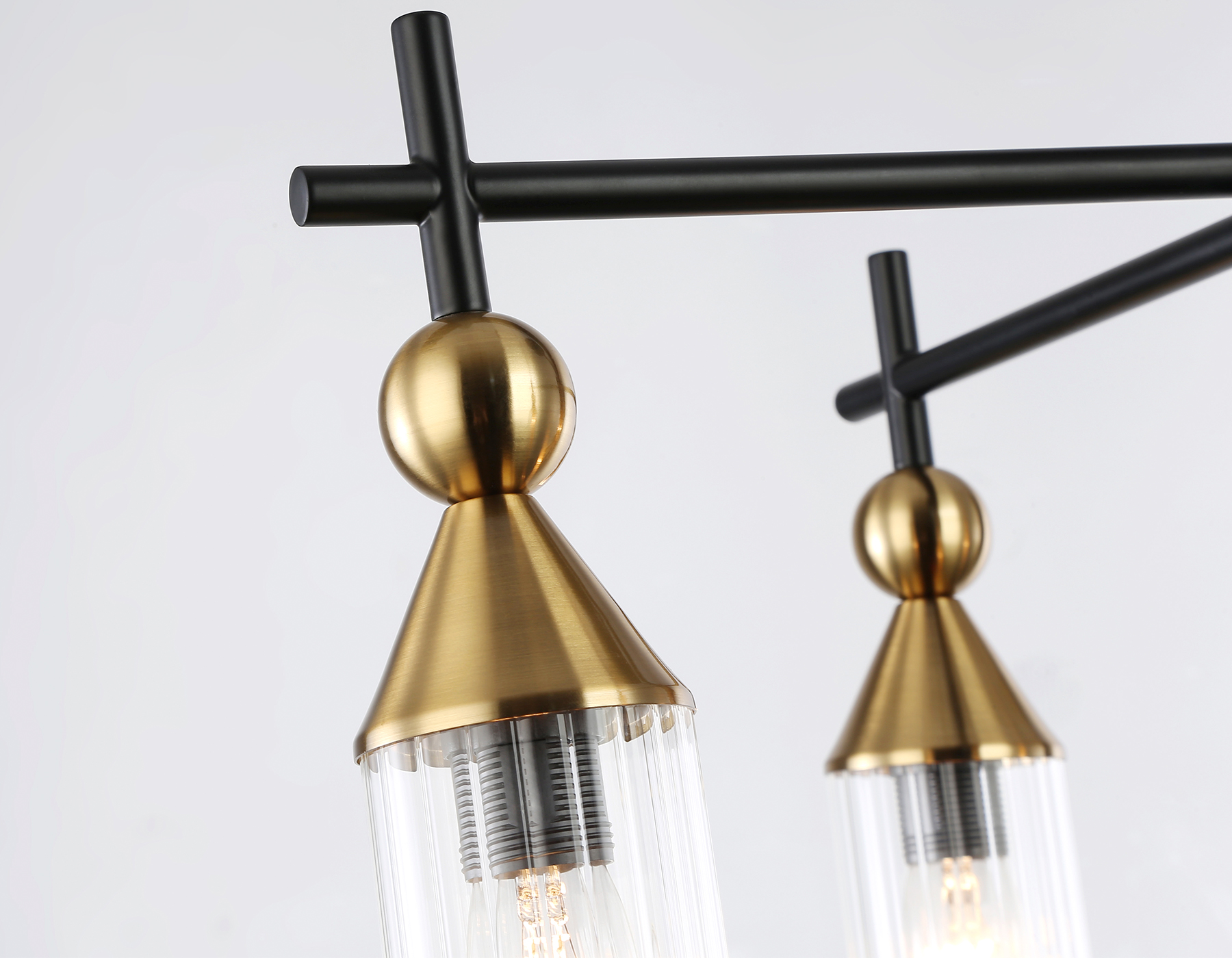 Люстра на штанге LH55256/5 BK/BS/CL черный/латунь/прозрачный E14*5 max 40W D520*520