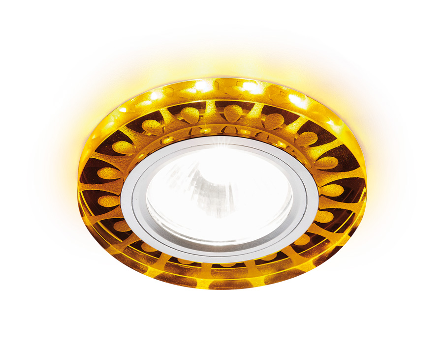 Встраиваемый точечный светильник MR16 со светодиодной подсветкой S219 WH/CH/YL матовый/хром/MR16+3W(LED YELLOW)