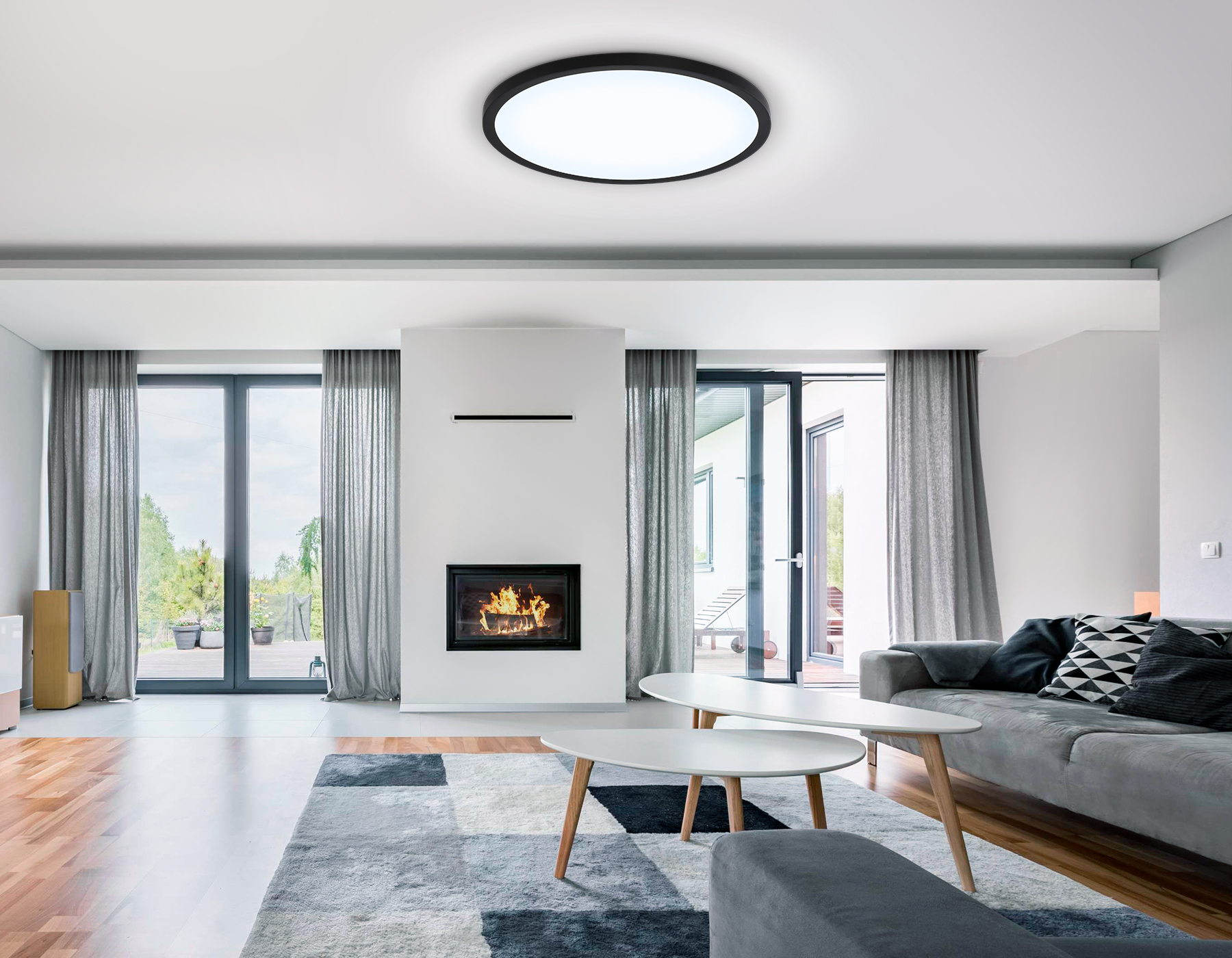 Светильник светодиодный ультратонкий с высокой степенью защиты IP54 FZ1961 BK черный IP54 40W 5000K D470*15 (Без ПДУ)