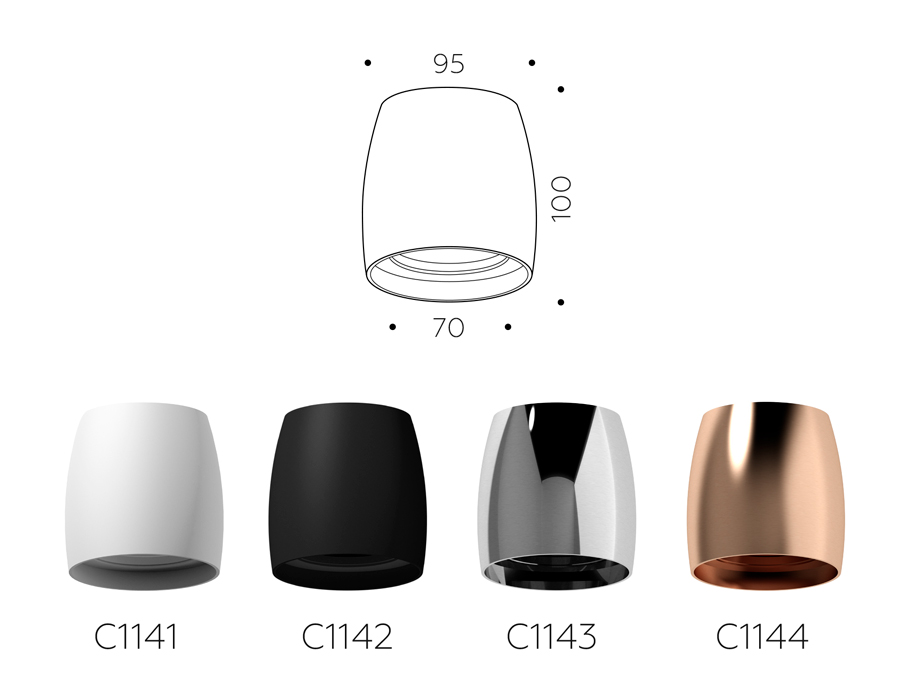 Корпус светильника накладной для насадок D70mm C1142 SBK черный песок D100*80*H100mm MR16 GU5.3