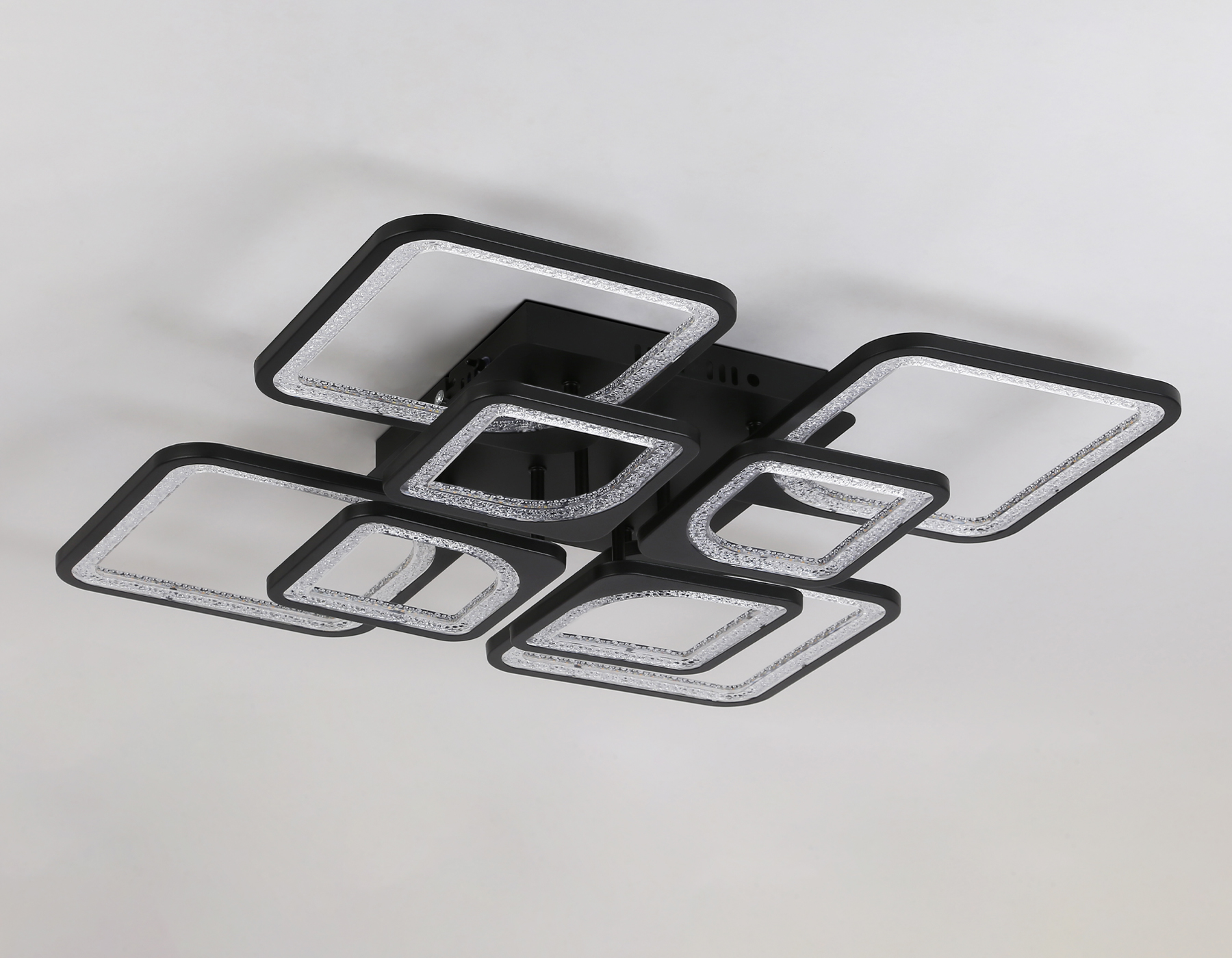 Потолочный светодиодный светильник с пультом FA4424/4+4 BK черный 150W 3000K+6400K/4200K/6400K+3000K 580*580*120 (ПДУ ИК)