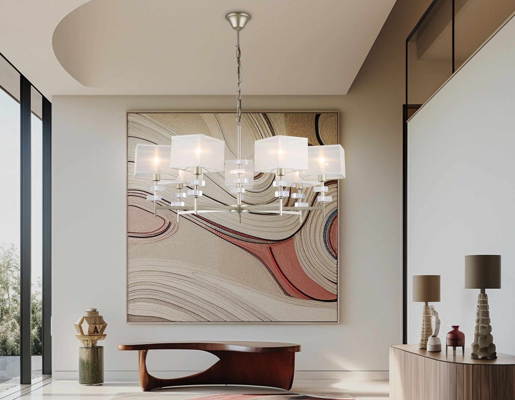 Подвесная люстра с абажурами LH71332/7 CGD золото E14/7 max 40W D*860*850