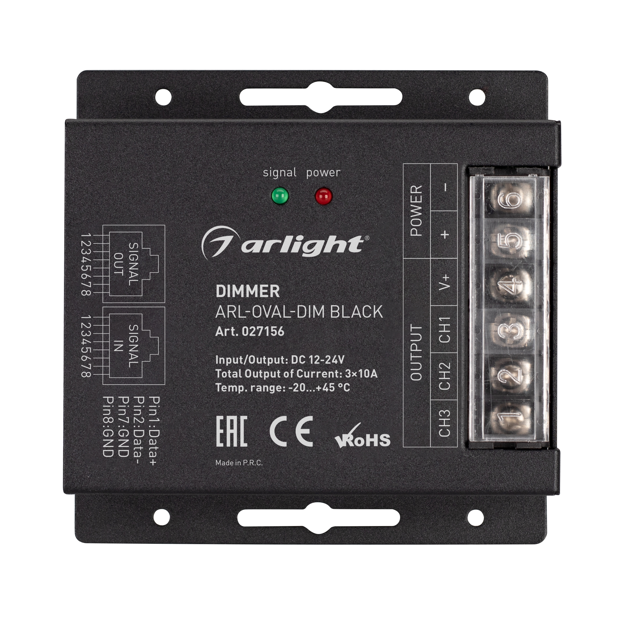 Диммер ARL-OVAL-DIM Black (12-24V, 3x10A, ПДУ Овал, RF, RJ45) (Arlight, IP20 Металл, 3 года) 027156