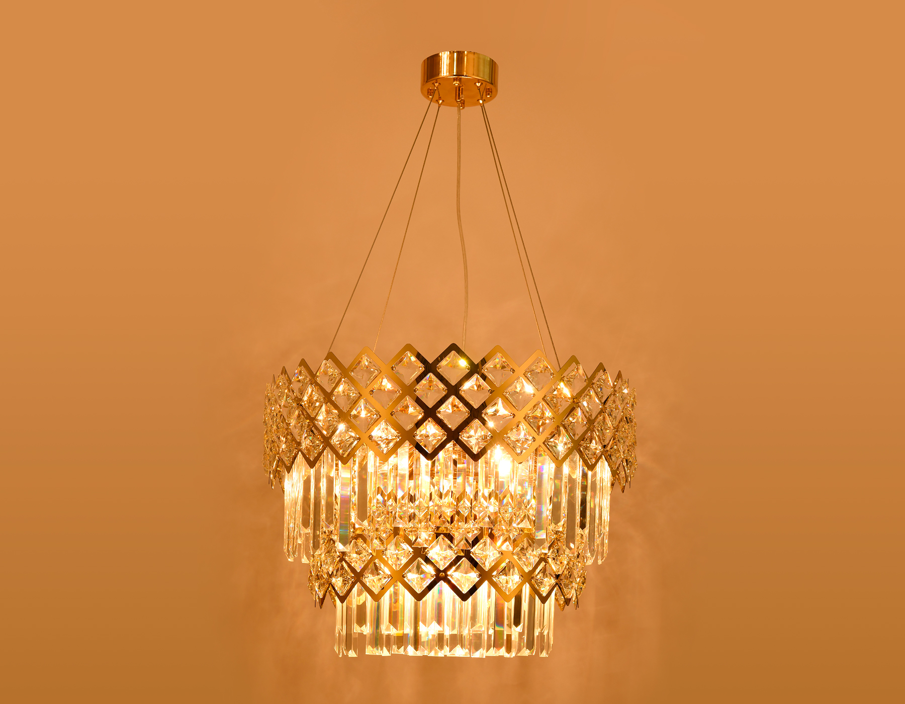 Подвесная люстра с хрусталем TR5275/8 GD/CL золото/прозрачный E14/8 max 40W D520*880