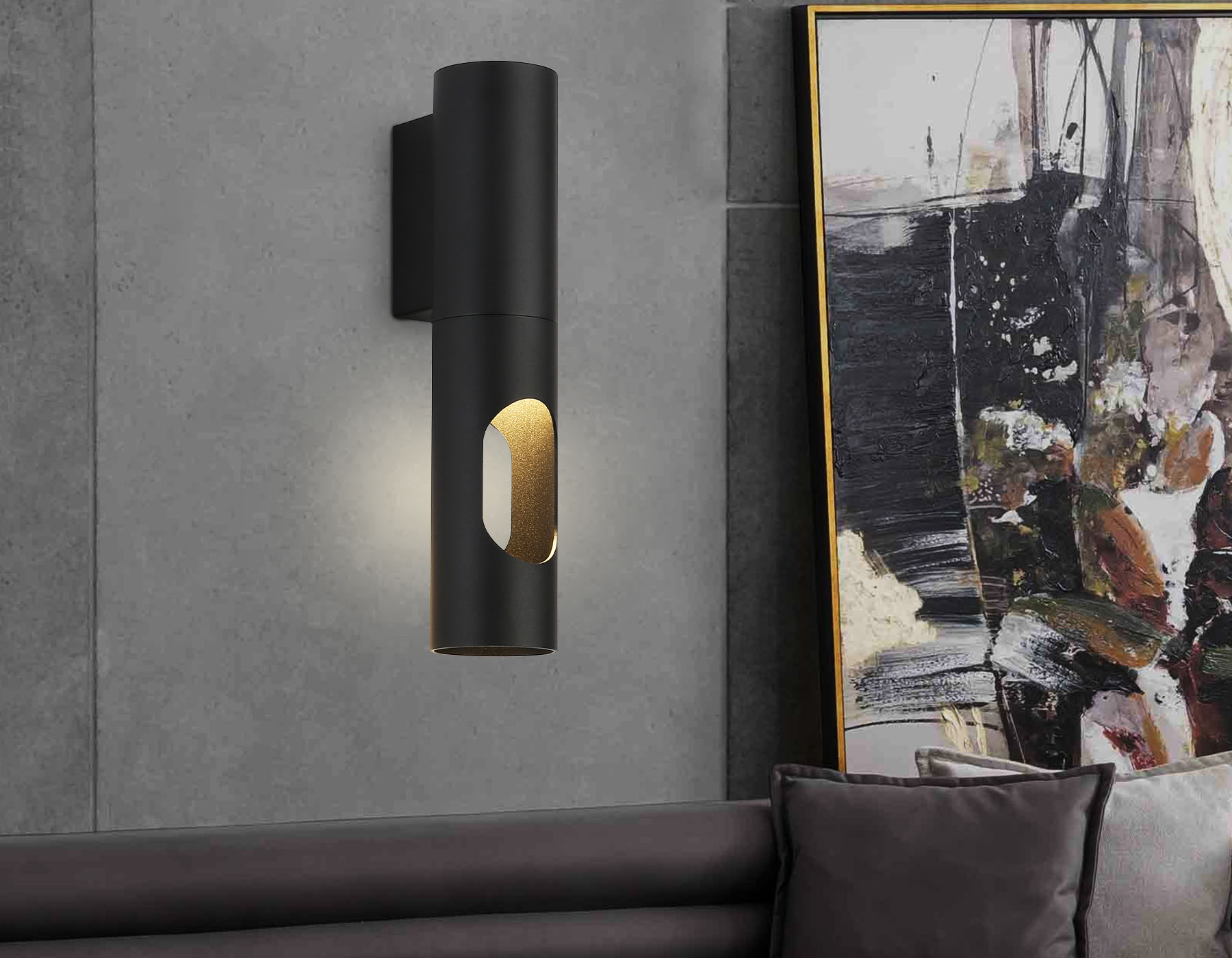 Светильник настенный со сменной лампой GU10 TN5102 BK черный GU10 max 12W 250*55*80