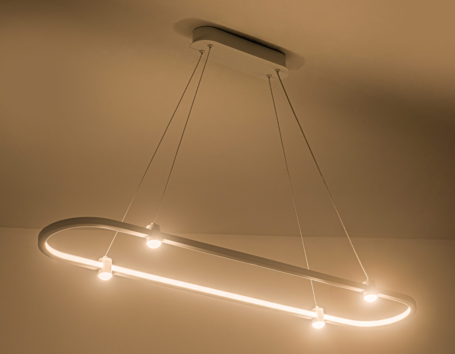 Подвесной светодиодный светильник FL5588/1+4 WH белый 30W 3000K/4200K/6400K 1000*200*1300 (без ПДУ)