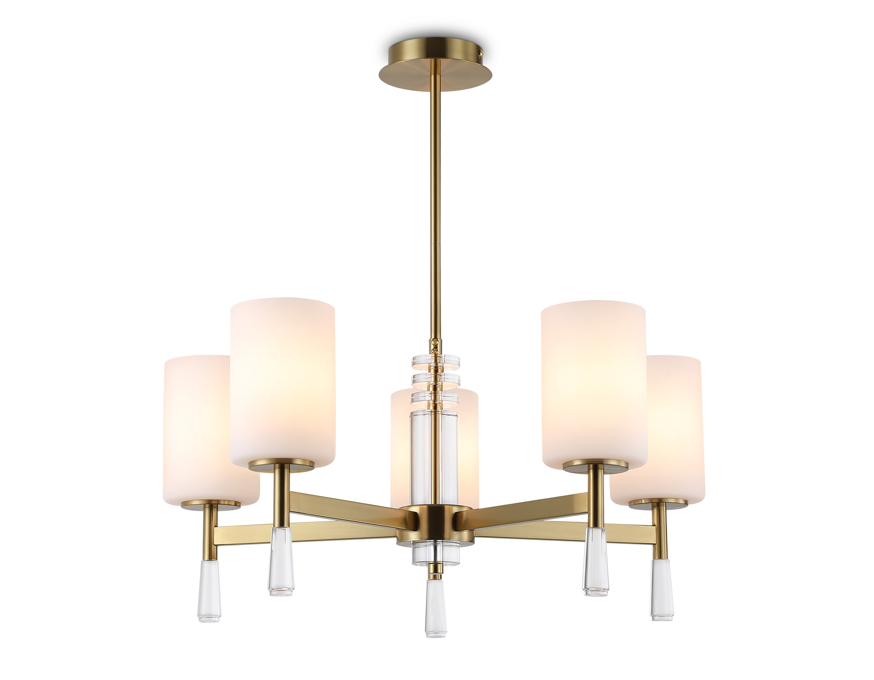 Люстра со стеклянными плафонами на штанге LH56261/5 BS/FR латунь/белый матовый E27/5 max 60W D600*590