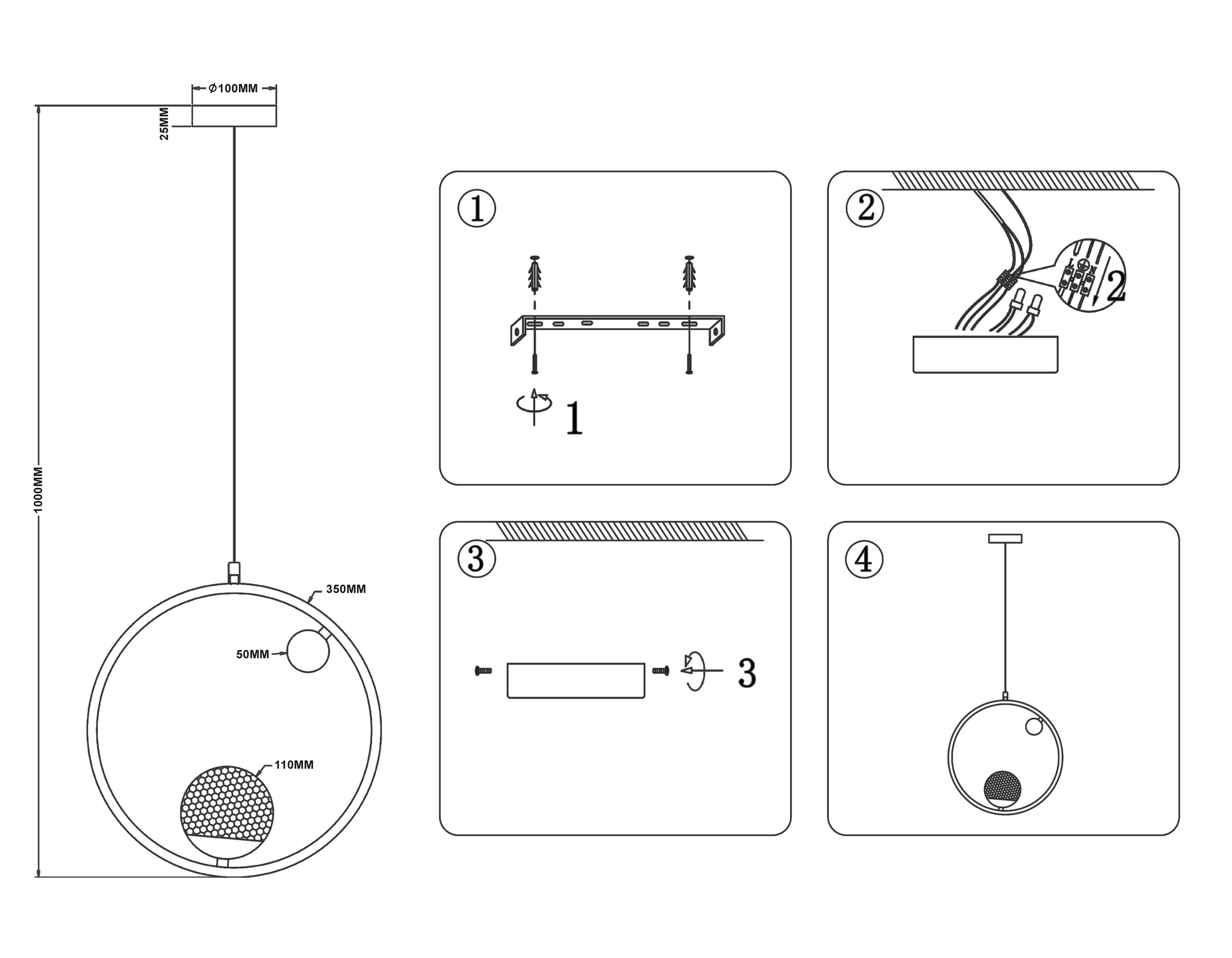 Подвесной светильник со сменной лампой TR5428 GD золото G9 max 40W 350*110*1000