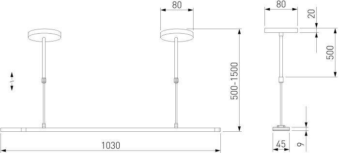Штанга для однофазного шинопровода Elektrostandard 8513600 500-1000мм черный (electrostandart_a065262)