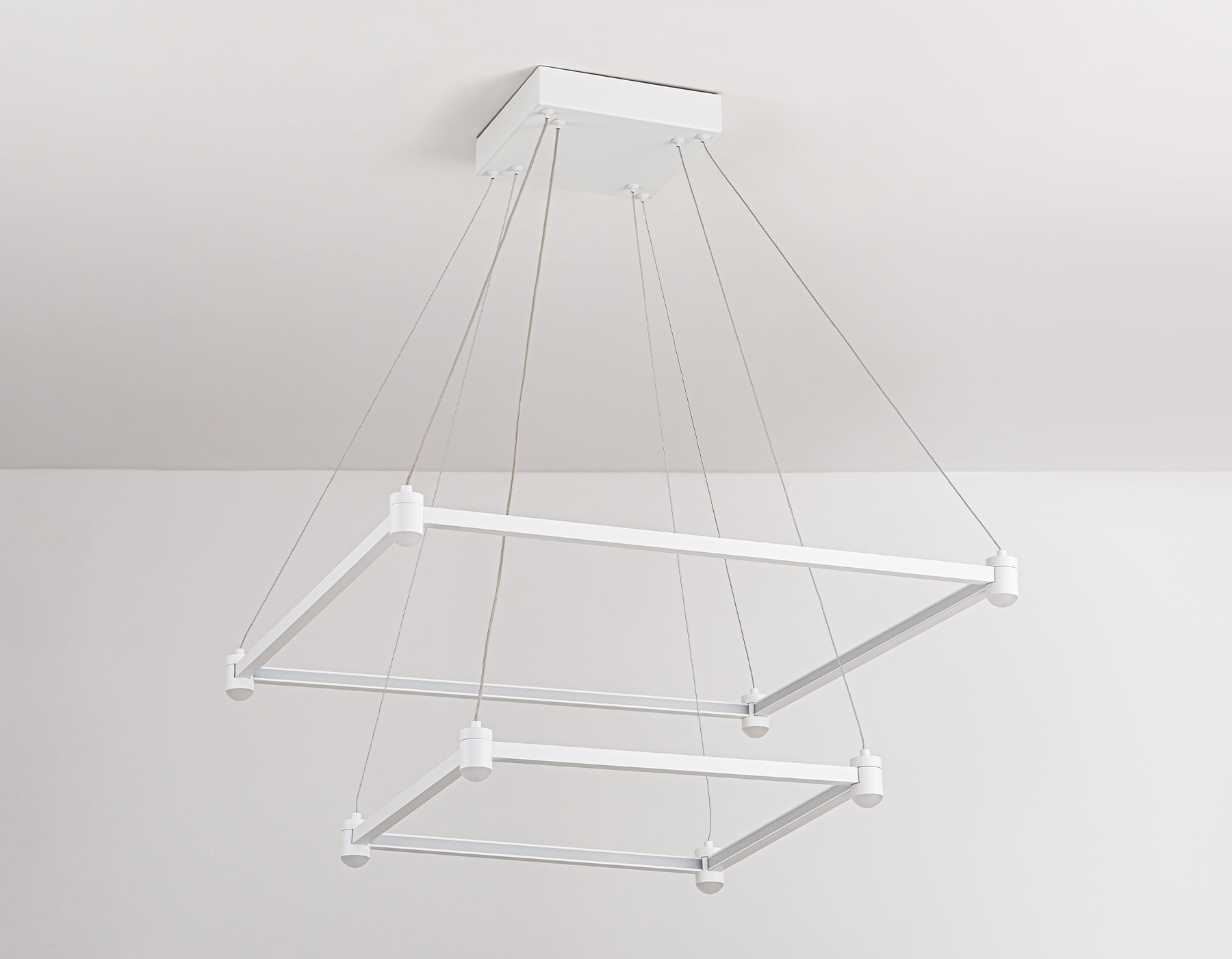 Подвесной светодиодный светильник FL5595/2+8 WH белый 60W 3000K/4200K/6400K 600*600*1300 (без ПДУ)