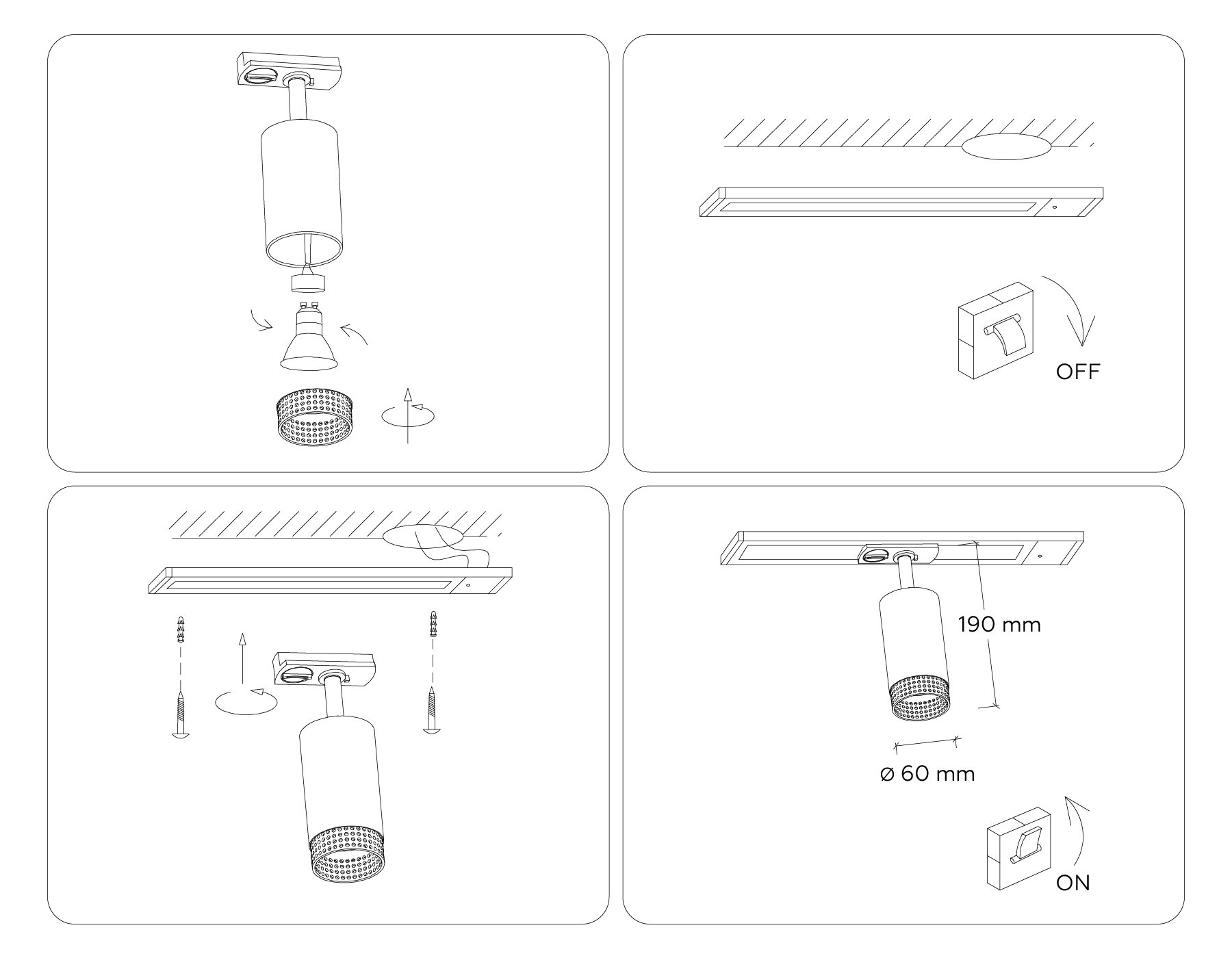 Трековый однофазный светильник со сменной лампой GL5162 BK/GD черный/золото GU10 max 12W D60*190