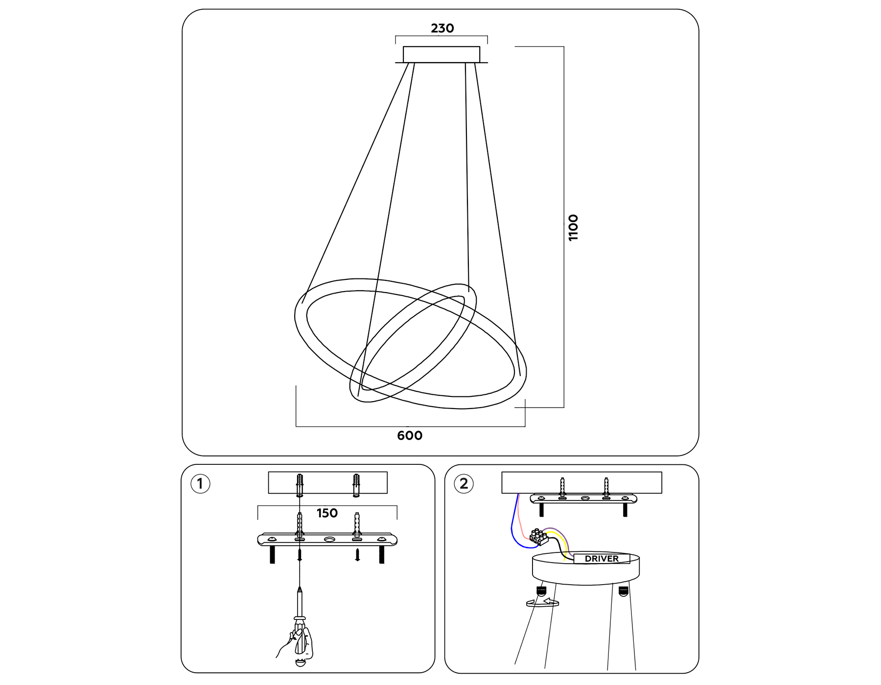 Подвесной светодиодный светильник с пультом FL407 WH белый 84W D600*1100 (ПДУ РАДИО 2.4)