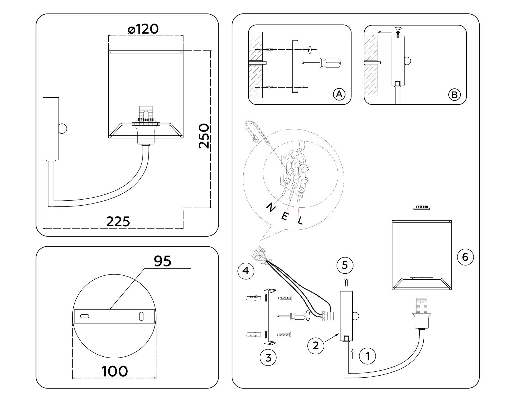 Настенный светильник с абажуром LH71275 BS/DB латунь/темно синийE14 max 40W 225*120*250