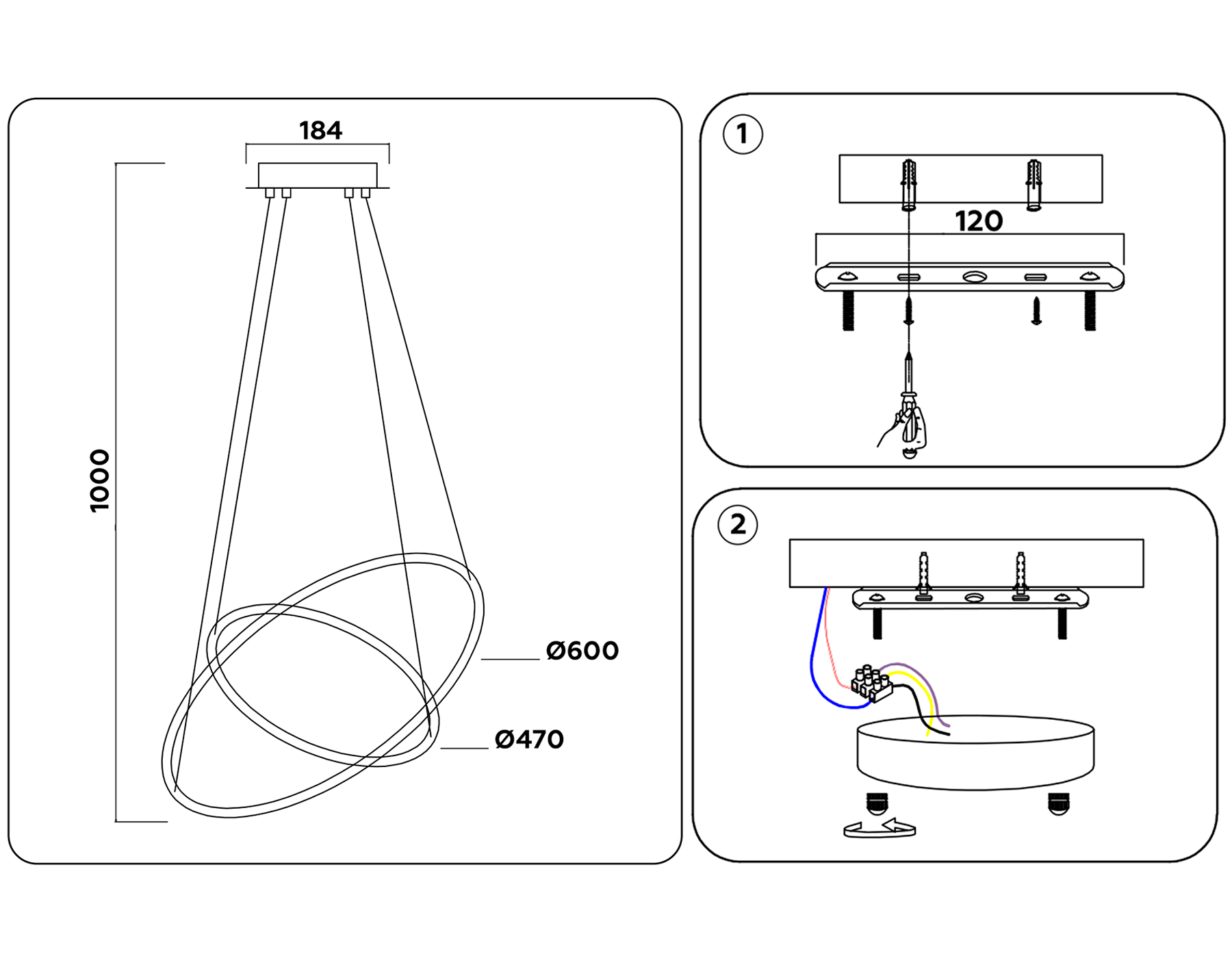 Подвесной светодиодный светильник с пультом FA615 WH белый 90W D600*1000 (ПДУ РАДИО 2.4)