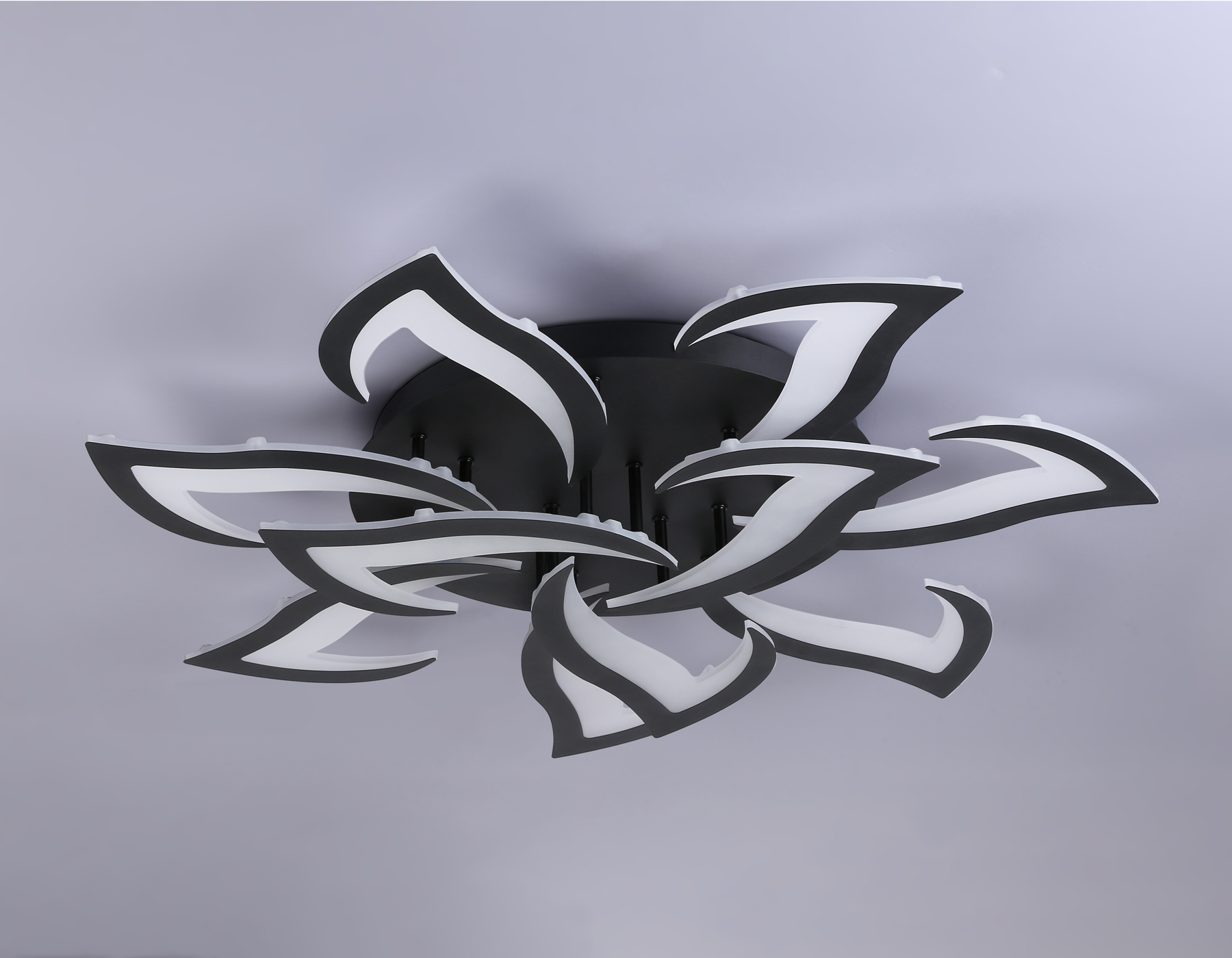 Потолочный светодиодный светильник с пультом FA4474/7+3 BK черный 112W 3000+6400K/4200K/6400+3000K D850*120 (ПДУ ИК)