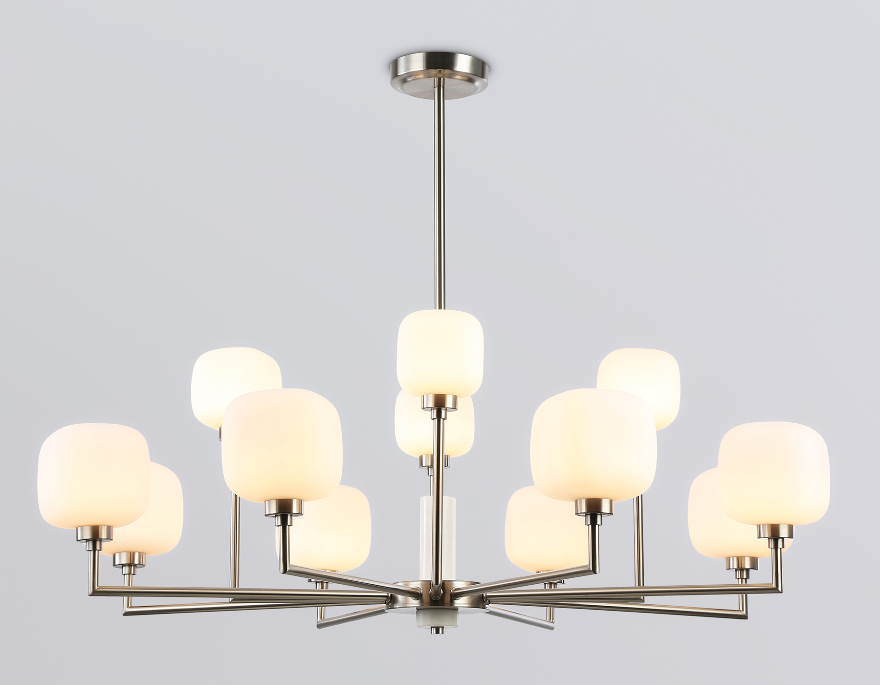 Люстра на штанге с мрамором LH53005/12 SN/FR сатин никель/белый матовый G9*12 max 40W D910*680