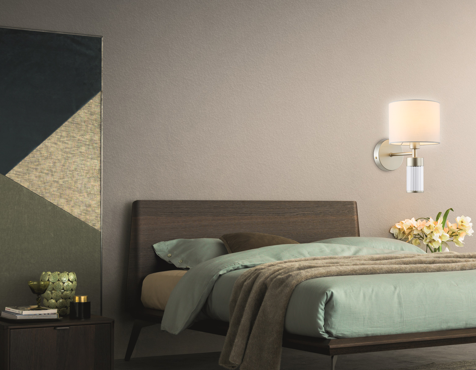 Настенный светильник с абажуром LH71305 CGD/WH золото/белый E14 max 40W 220*150*260