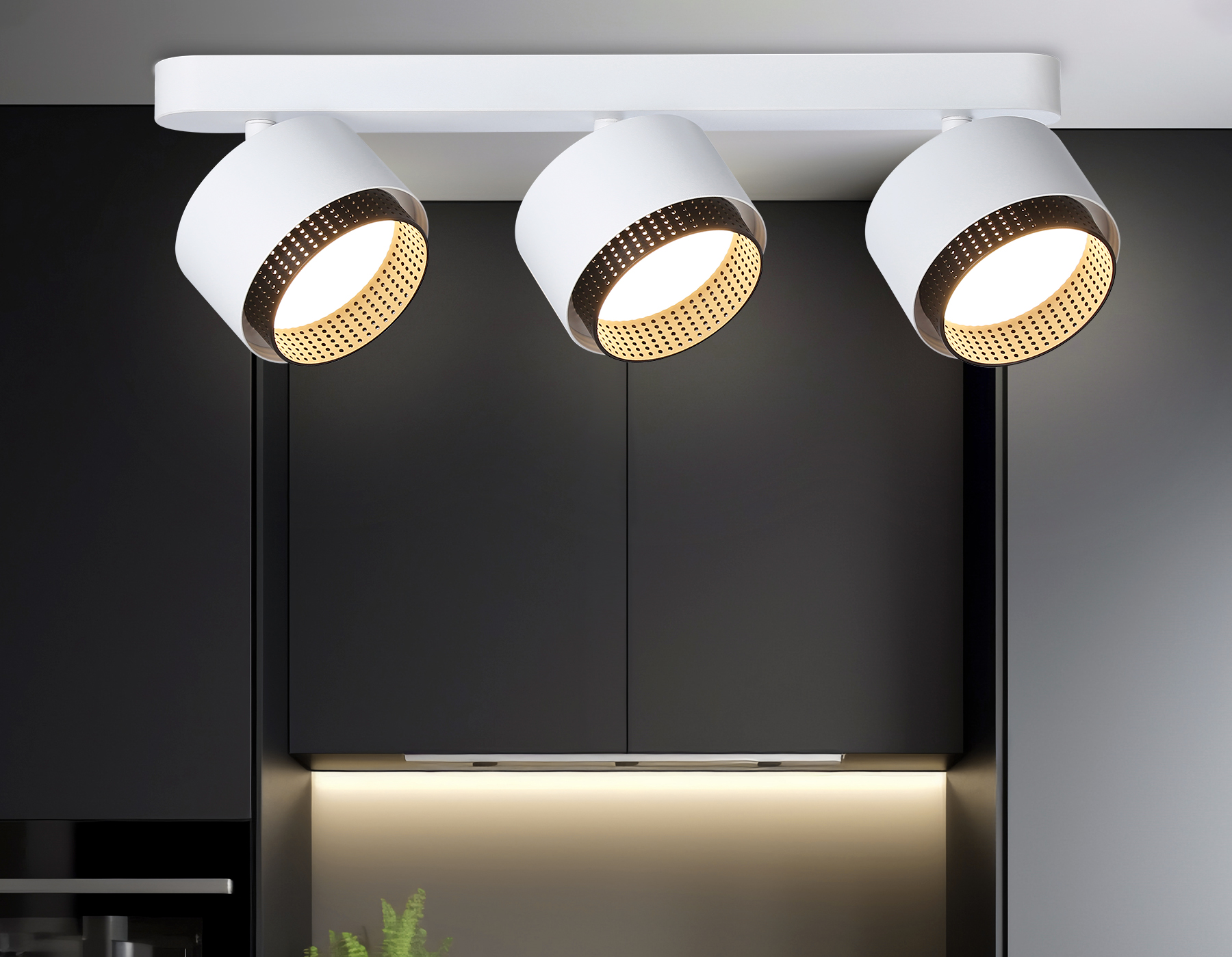 Настенно-потолочный поворотный спот со сменной лампой GX53 TN71291/3 WH/BK белый/черный GX53/3 max 12W 400*95*137