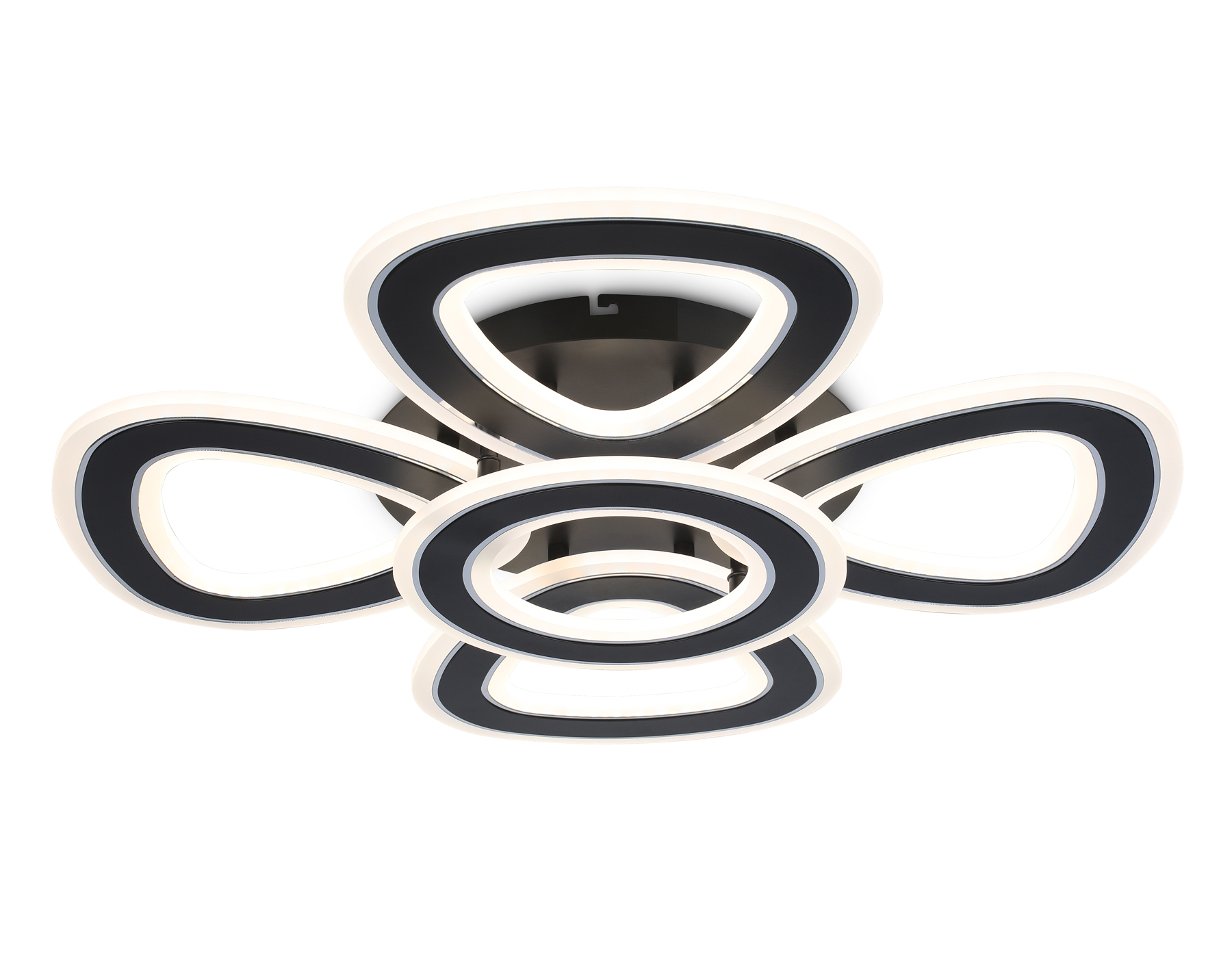 Потолочный светодиодный светильник с пультом FA8926/4+1 BK/CH черный/хром 163W 3000K-6400K 590*590*120 (ПДУ РАДИО 2.4G)