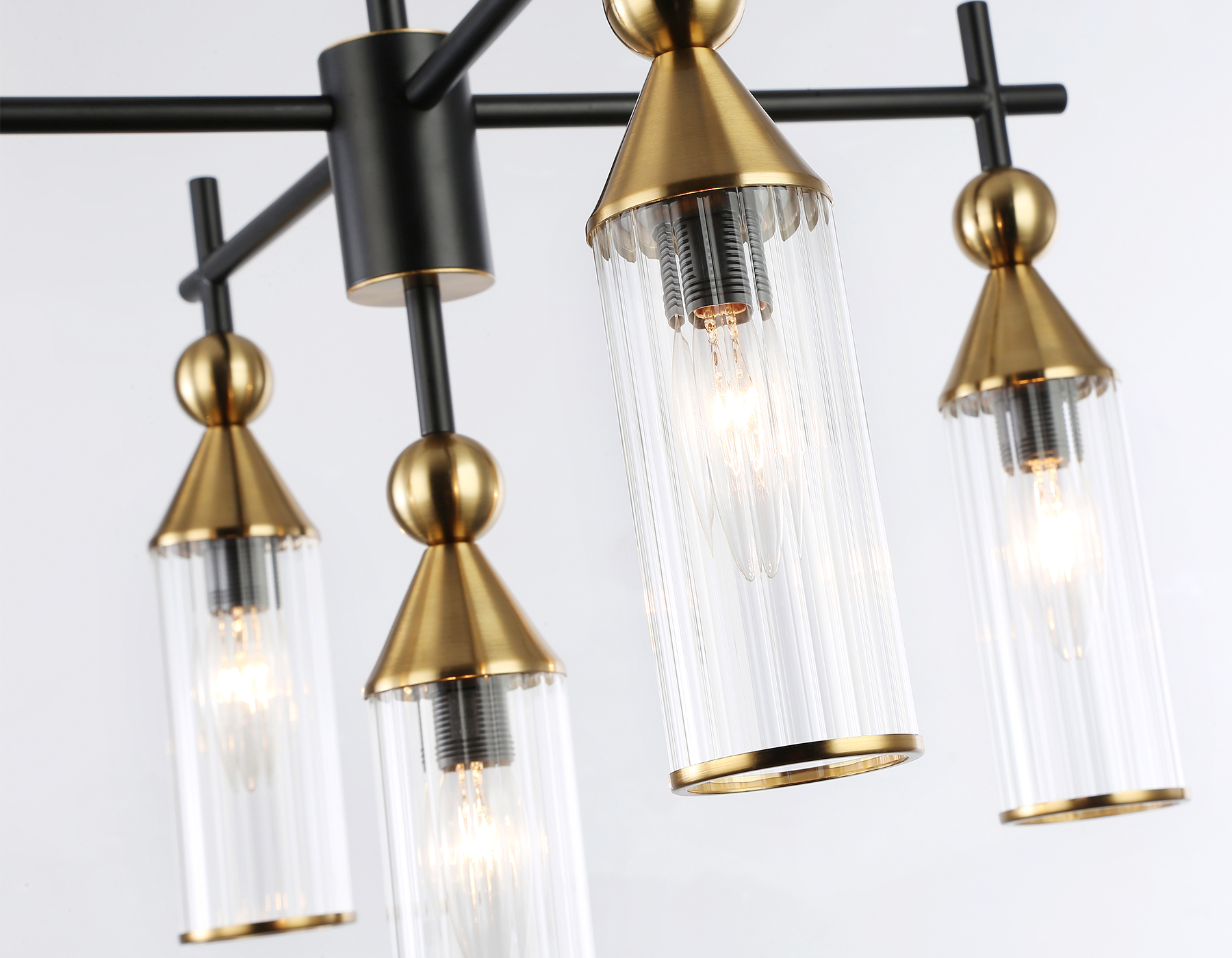 Люстра на штанге LH55256/5 BK/BS/CL черный/латунь/прозрачный E14*5 max 40W D520*520