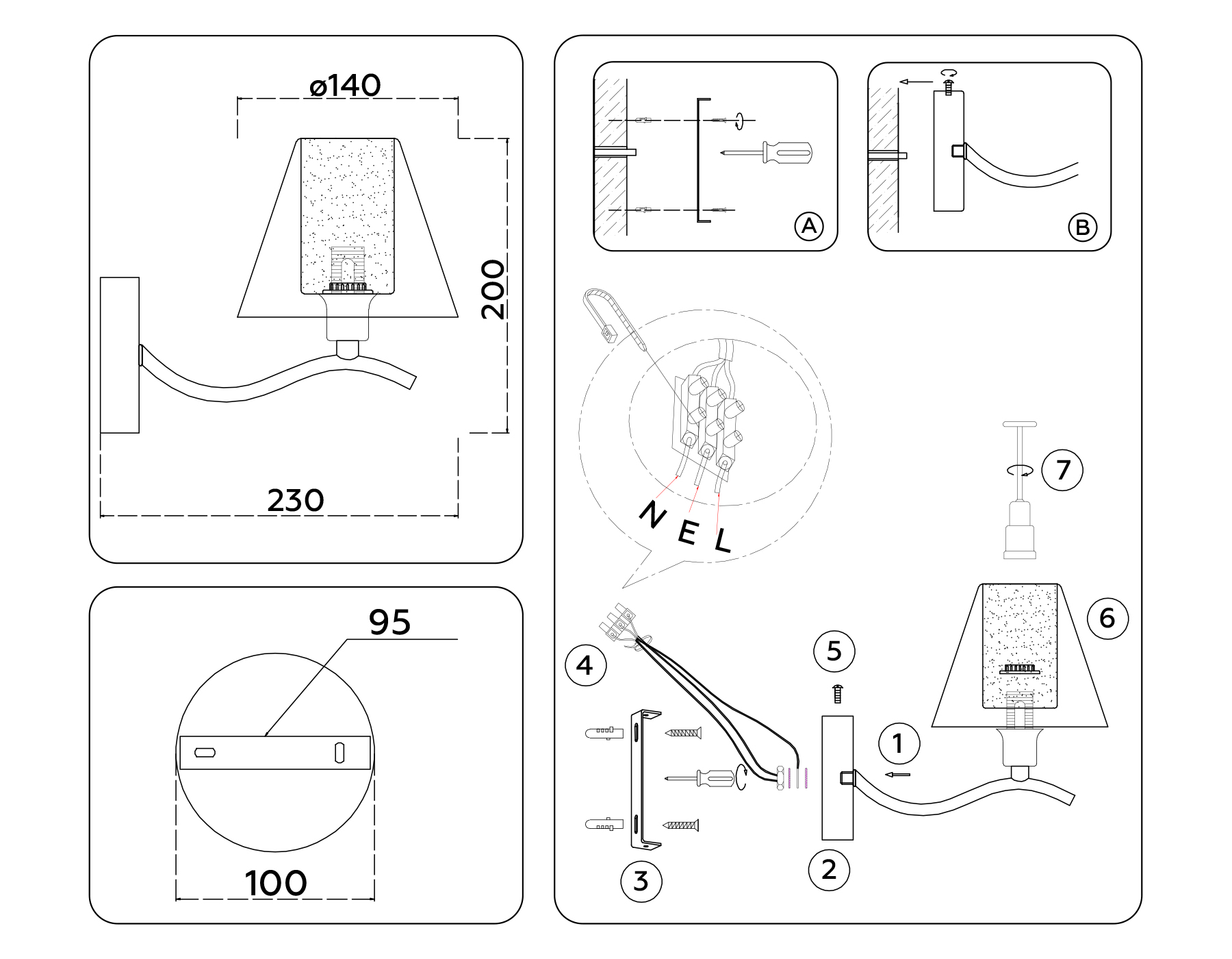 Настенный светильник LH57095 BS/FR латунь/белый матовый E14 max 40W 230*140*200