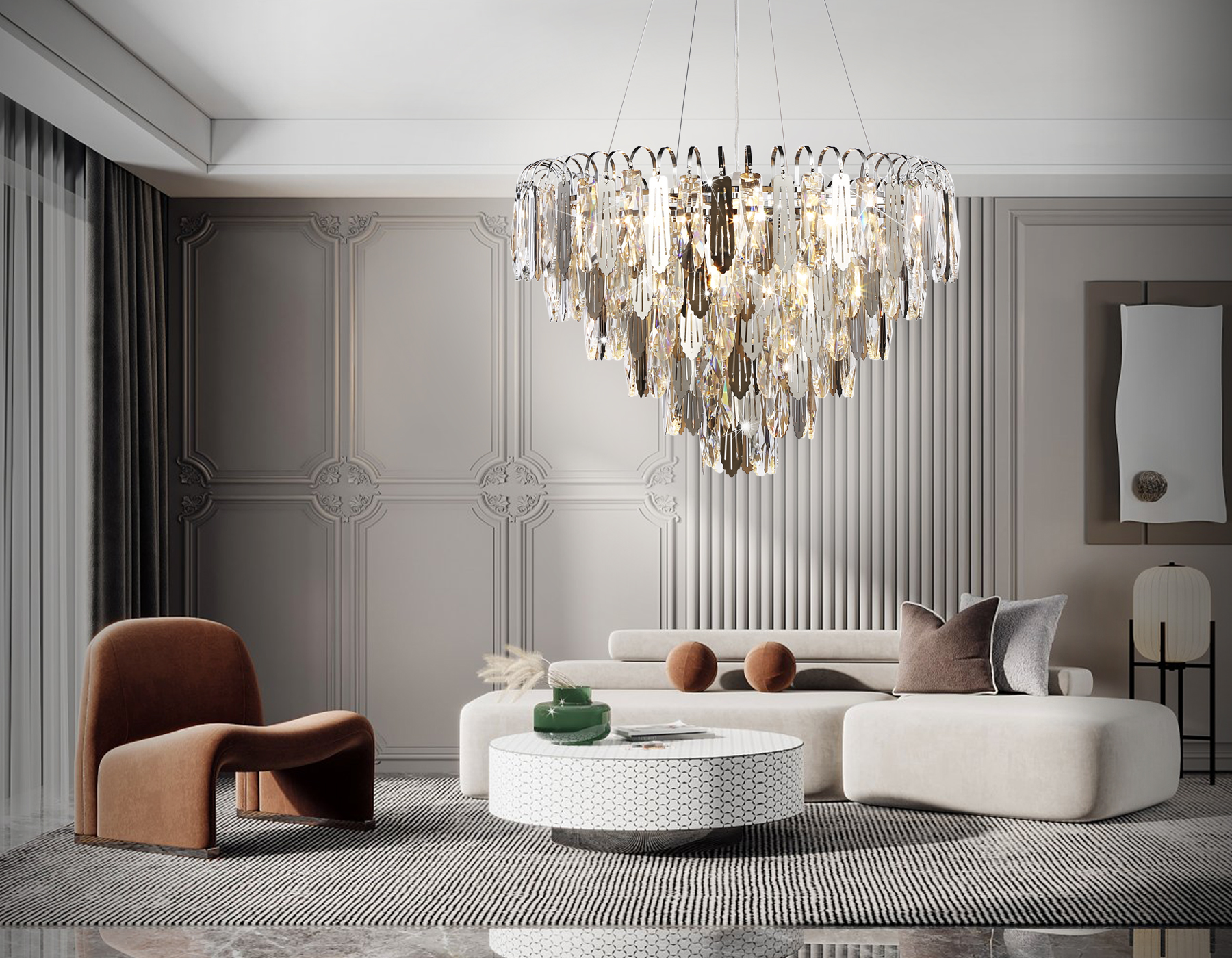 Подвесная люстра с хрусталем TR5257/11 CH/CL хром/прозрачный E27*11 max 40W D600*400