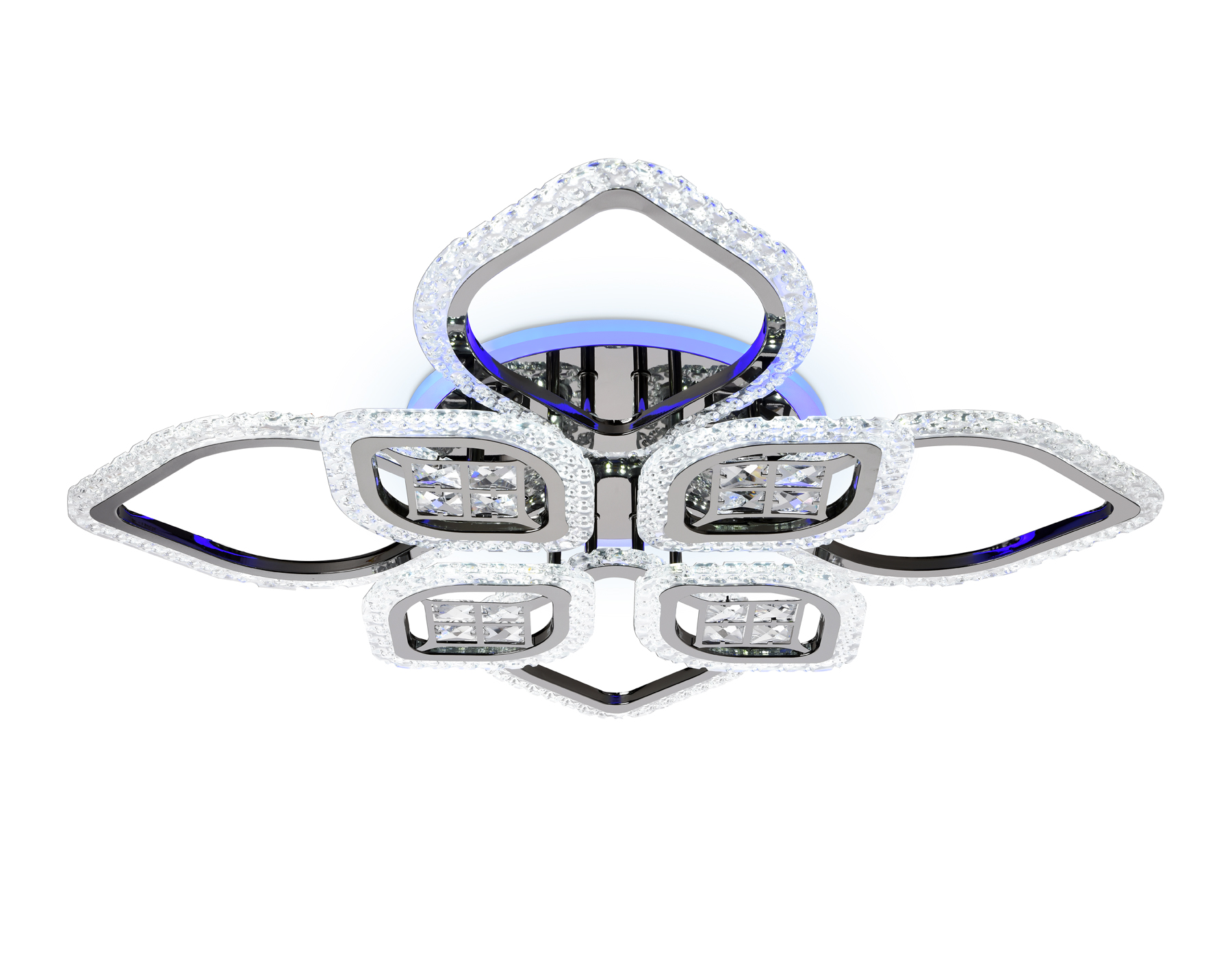 Потолочный светодиодный светильник с пультом FA283/4+4 CH хром 147W 750*750*120 (ПДУ РАДИО 2.4G)