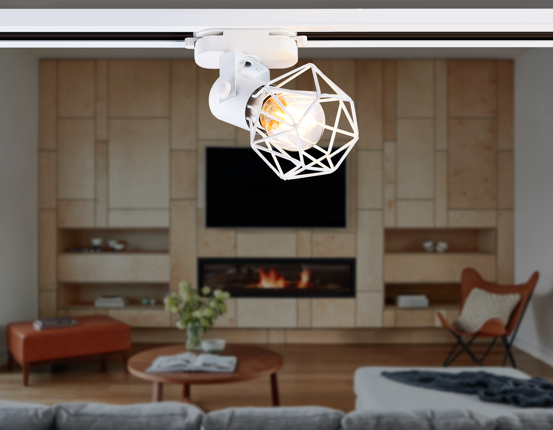 Трековый однофазный светильник со сменной лампой GL5001 WH белый E27 max 40W D92*163