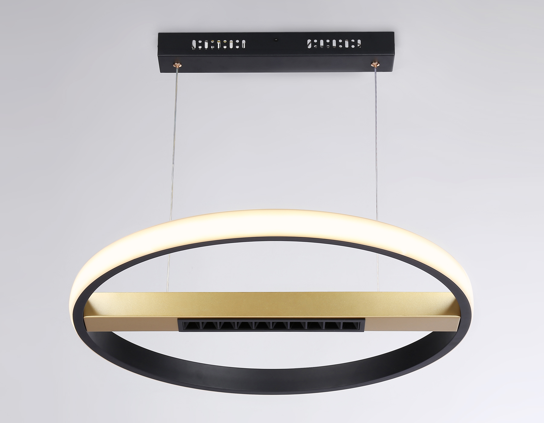 Подвесной светодиодный светильник с пультом управления FL51489 BK/GD черный/золото 62W 3000K-6400K D600*1000 (ПДУ ИК)