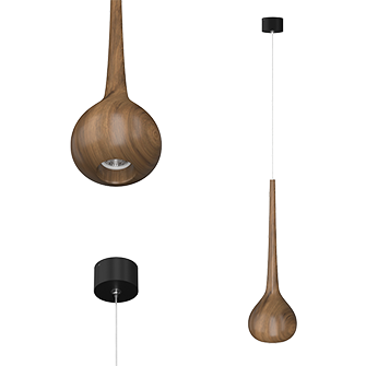 Подвесной накладной светильник WoodDrop Big Black под сменную лампу (11907)