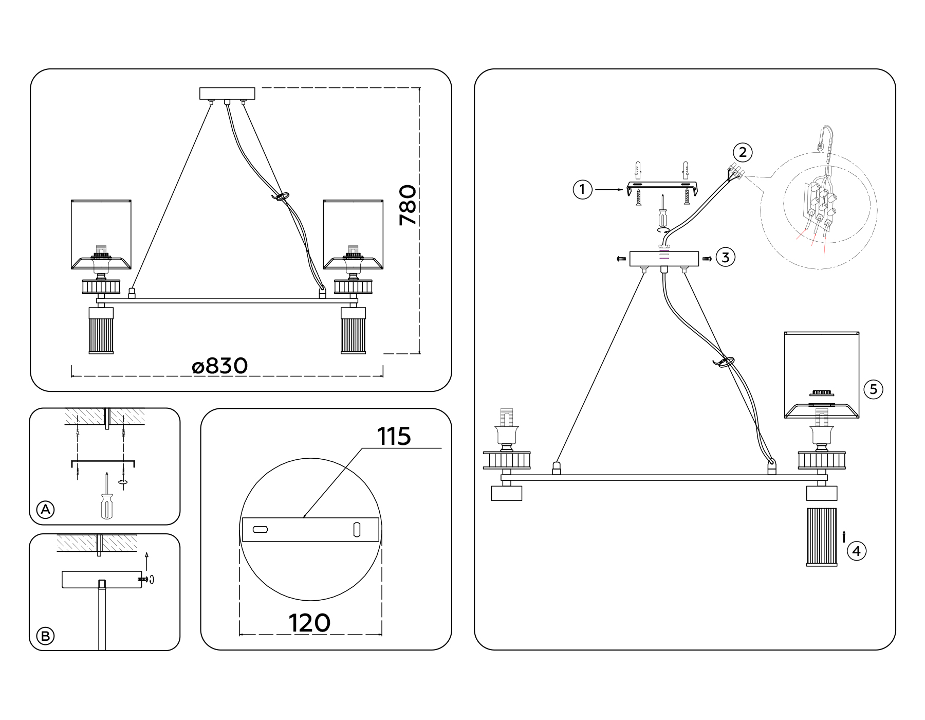 Подвесная люстра с абажурами LH71293/8 SN/WH никель/белый E14/8 max 40W D830*780