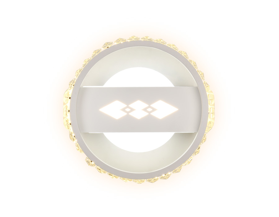 Настенный светодиодный светильник с хрусталем FA221 WH белый LED 6400K+3000K 24W D200*40