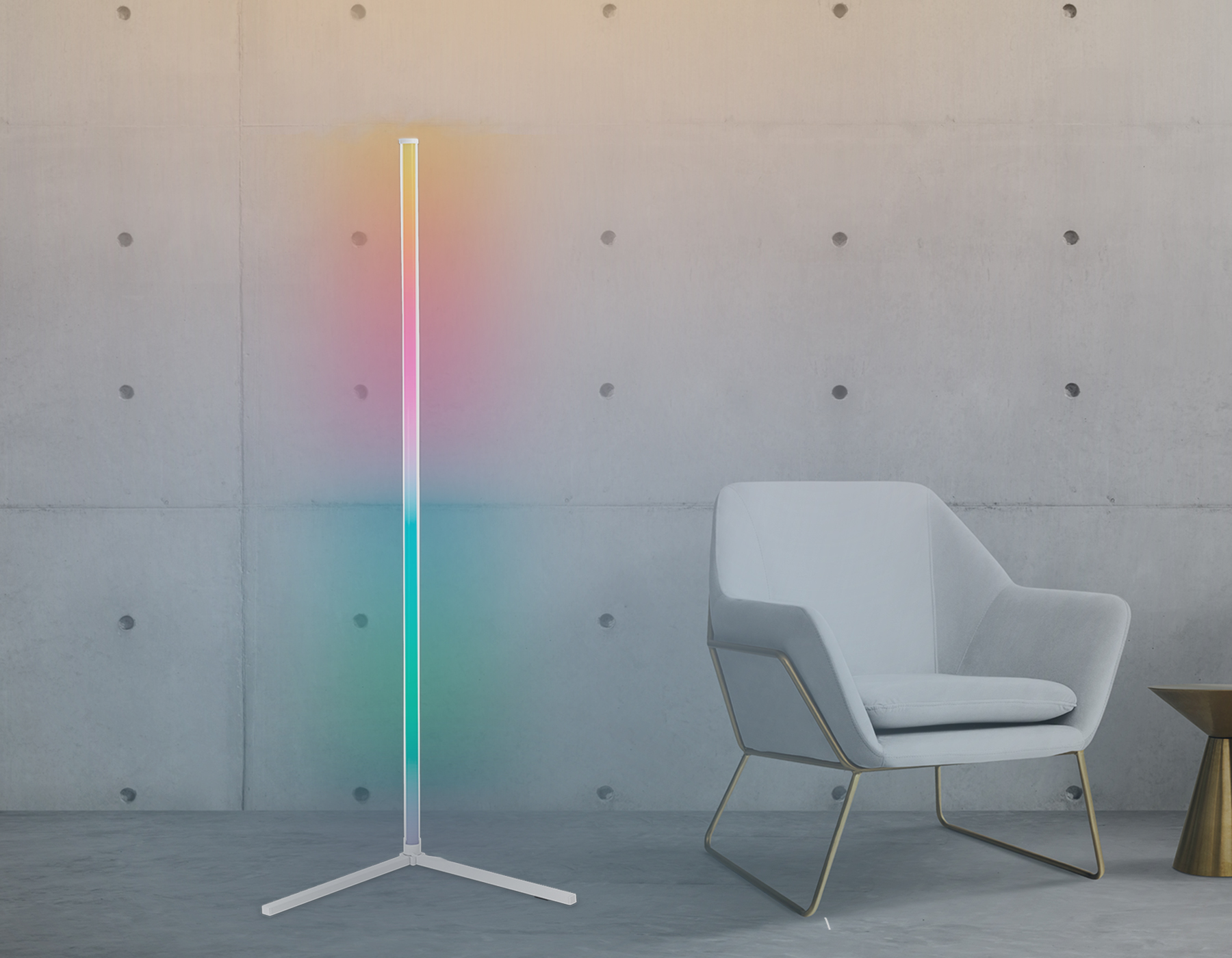 Светильник светодиодный напольный RGB с пультом FL8020 WH белый LED 15W RGB D32*1250 (ПДУ РАДИО 2.4G)