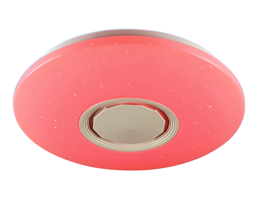 Музыкальный светодиодный светильник c подсветкой RGB FF201 WH/CH белый/хром 72W D495*85 (ПДУ ИК)