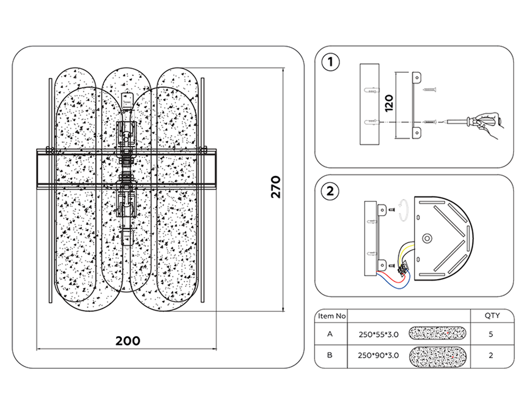 Настенный светильник с хрусталем TR5337/2 CH/FR хром/матовый G9/2 max 40W 270*200*140