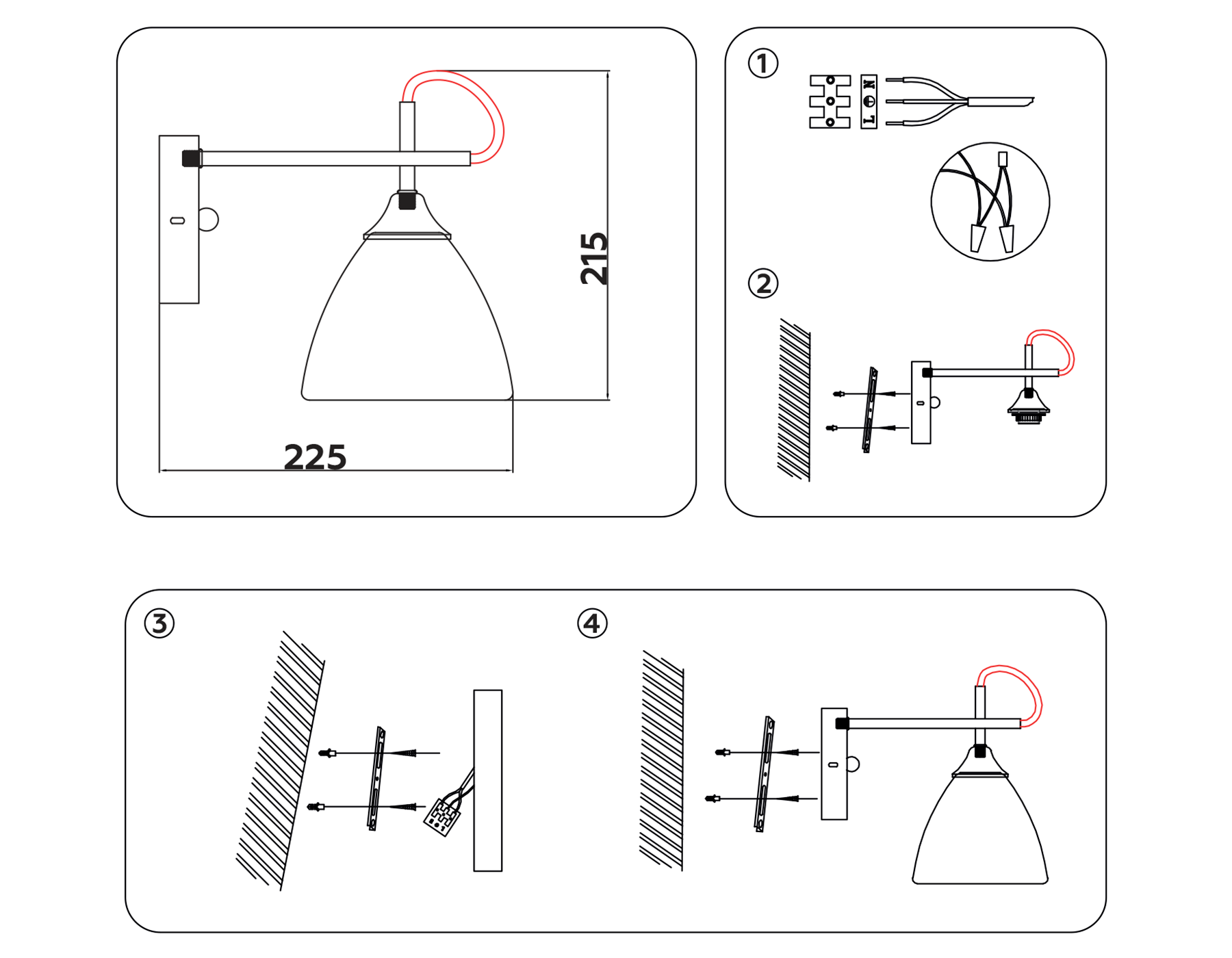 Настенный светильник TR3045 CH/FR хром/белый матовый E27 max 40W 215*135*225
