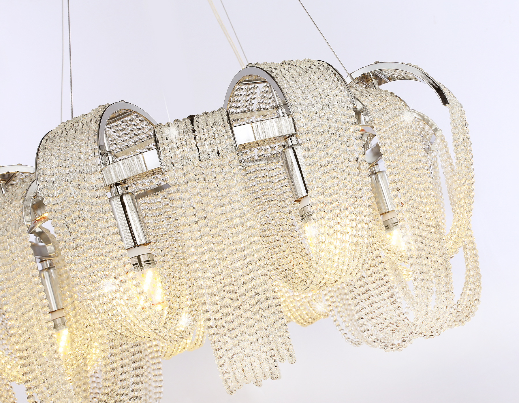 Подвесная люстра с хрусталем TR5377/8 CH/CL хром/прозрачный E14*8 max 40W D600*300